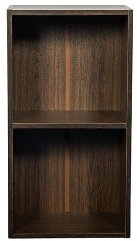 Top Home Solutions Wooden Storage Unit - Tier Strong Bookcase Shelving - For Home Office Display - Wooden Multipurpose - Walnut - 2 Tier