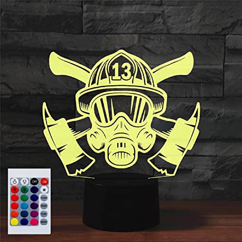 SUPERHONGJIHAO Nachtlicht für Kinder, 3D-Feuerwehr-Werkzeuge, LED-Lampe mit Fernbedienung, 16 Farbwechsel, Weihnachts-Geburtstagsgeschenk für Kinder