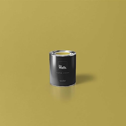 New Walls Premium Wandfarbe Grün, Pistazie Liquid Luxury Dispersionsfarbe für Innenräume – 1 L