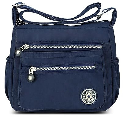 DIRRONA Damen Umhängetaschen Mode Crossbody Schulter Diagonal Tasche Mittel Wasserdicht Nylon Damen Umhängetasche Messengertasche Casual Travelling Arbeiten Damen Crossbody Tasche Blau