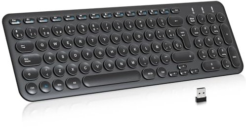 cimetech Teclado inalámbrico, Teclado de Oficina Mejorado Teclados USB ergonómicos con Teclado numérico, diseño Compacto y silencioso de Viaje para PC, portátil, Windows 10/8/7/XP - Negro