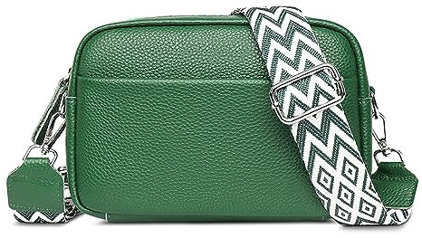 FORRICA Sac à Bandoulière Femmes Petit Cuir Filles Bandoulière Sac D'épaule Mode Besace Sacoche avec Sangle Large Vert A