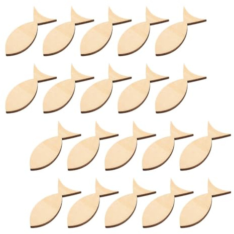 EXCEART 100 Stück Dekorative Holzscheiben Zum Basteln Holzausschnitte Holzfische Bastelarbeiten Diy-Holzausschnitte Unvollendete Fischscheiben Gemäldeausschnitte