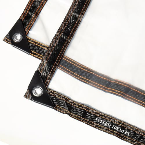 VVLED 3Mx3M Clear Tarpaulin Waterproof Cover, Heavy Duty 10 Mil Transparent Tarpaulin Sheet with Grommets Every 50 Cm, Clear Plastic Sheet for Garden Outdoor Furniture Camping Caravan Canvas