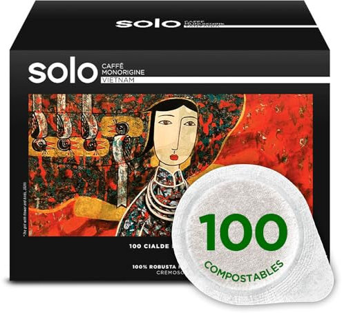 SOLO - Caffè Monorigine Vietnam, Cápsulas E.S.E. 44 mm, 100 cápsulas Monodosis, 100% Robusta Natural, Compostable
