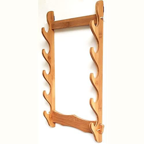 GCCSSBXF Wandmontiertes Schwertregal – Kaltwaffenregal für Wandflöte, Angeln, Katana – Bambushalterung – inklusive perforierter Messerleiste