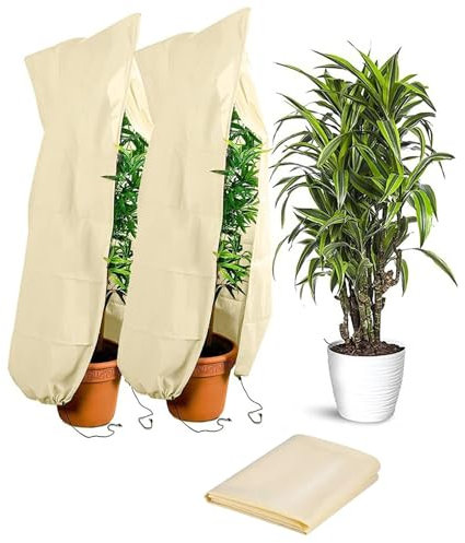 YOUNLEN 3Pcs Cubierta de Invernada para Plantas con Cordón y Cremallera, Vela de Invernada para Arboles, Reutilizable Cubiertas Malla Antiheladas de Plantas(100 x 80 cm)