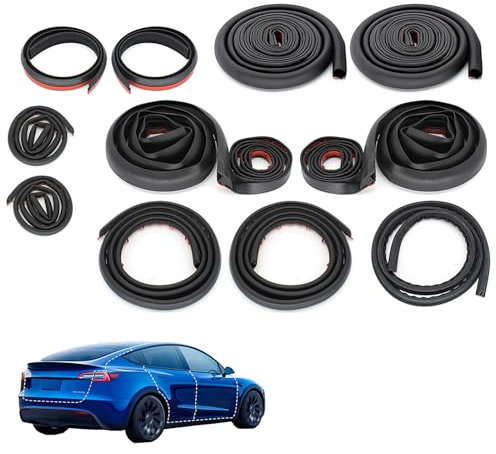 AUTOXBERT 13 Stück Türdichtung für Tesla Model 3/Y, EPDM Gummi Dichtungsreifen für Tesla model 3/Y Zubehör Türdichtungssatz Kantenschutz Windgeräuschreduzierungsset