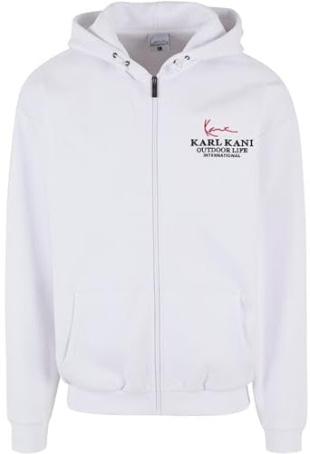 Karl Kani Herren KU241-001-1 Chest Signature Os Full Zip Hoodie L White