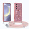 Phoona Coque pour Samsung Galaxy S24 5G avec Cordon, Etui à Paillettes Compatible avec MagSafe, Antichoc Protection Coque pour Magnétique avec Réglable Collier, Rosa