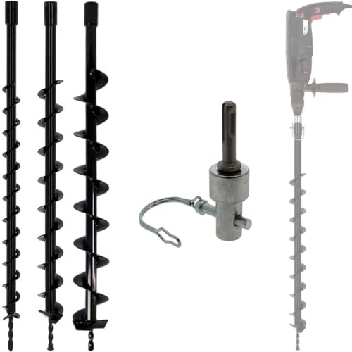 Lot de mèches de tarière Ø 40, 60 et 80 mm avec adaptateur pour perceuse et perforateur SDS-plus