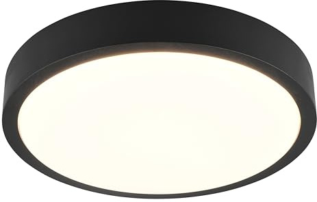 Trio Leuchten Deckenleuchte Iseo 647410102, Holz Schwarz, Schirm Kunststoff weiß, inkl. 24 Watt LED, Switch Dimmer