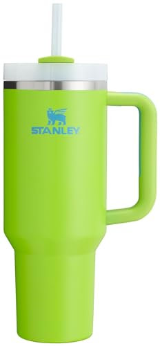 STANLEY Quencher H2.0 FlowState Vakuumisolierter Becher aus Edelstahl mit Deckel und Strohhalm für Wasser, Eistee oder Kaffee, Smoothie und mehr, Bright Lime, 1,2 l