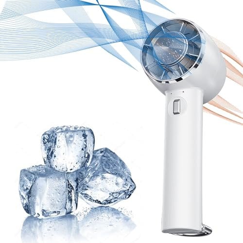 QHQ Ice Cooling Handheld Fan, Refrigerating Ice Cooling Pad Built-in Mini Turbine Portable Air Conditioner Fan