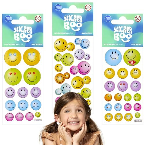 Set von bunten Stickern Emoticons, Aufkleber für Kinder