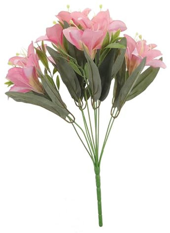WYLFYJP Künstlicher Lilienstrauß Blumenstrauß Dekoration Künstlicher Blumenstrauß Lebensechte Blume Falsche Lilie Blumenornament Künstliche Blume Simulierter Blumenstrauß Lilienblumenstrauß