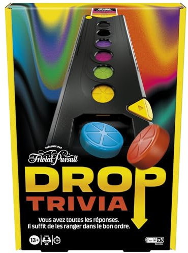 Hasbro Gaming Drop Trivia, Jeu Électronique Familial Inspiré de Trivial Pursuit - Version Française, Jeu de Société Multijoueur, à Partir de 13 Ans