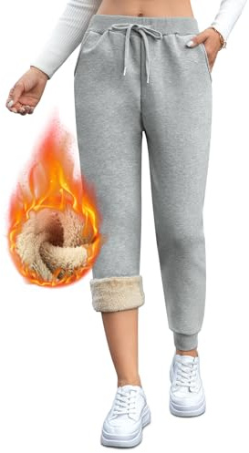 Thermo Jogginghose Damen Warm Gefüttert Fleecehose Winterhose mit Taschen | Warme Damen Freizeithose mit weichem Fleecefutter, elastischem Bund und Kordelzug für Alltag, Sport und kalte Wintertage