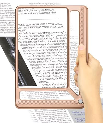 Tobegiga 5X Leselupe Handlupe Leichte Lupe von Büchern, Rechteckige Lupe zum Lesen für Senioren Groß, Zeitungen, Verbesserte Handlupe Ganzseitenlupe zum Lesen Lesehilfe für Senioren Rosé