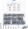 512 Pcs M5 Bolts and Set, M5 Flat Hex Bolts Sets, Metric Assorted Nuts and Screws Assortment, Bike Hexagon Machine Screws and Nuts and Flat Washers & Lock Washers