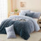 Boqingzhu Plüsch Bettwäsche 200x220cm Blau Graublau Farbverlauf Kuschelig Flauschig Warm Winter Flanell Fleece Bettwäsche Set Kaninchen Kunstfell Bettbezug mit Reißverschluss und Kissenbezug