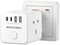 ROOTMA 4 USB Fast Charge Cube Plug Extension Socket, 3 Way UK Adapter, 7 in 1 Travel & Home Socket
