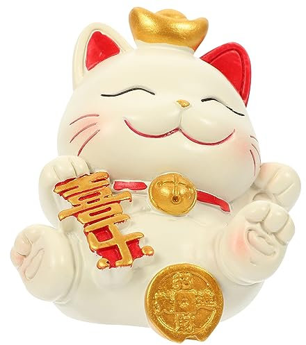 Alipis 2st Glückliche Katzenverzierung Katze-Auto-Ornament Tischskulptur Einer Katze Winkende Katzenfigur Japanische Katze Cupcake-Topper Mit Katzenfigur Medaillenhalter Und Harz