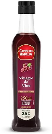 CAPRICHO ANDALUZ Vinagre de Vino PET Flavia de 250 ml– Sabor Auténtico, Suave y Equilibrado, Ideal para Condimentar las Ensaladas y Aderezos.