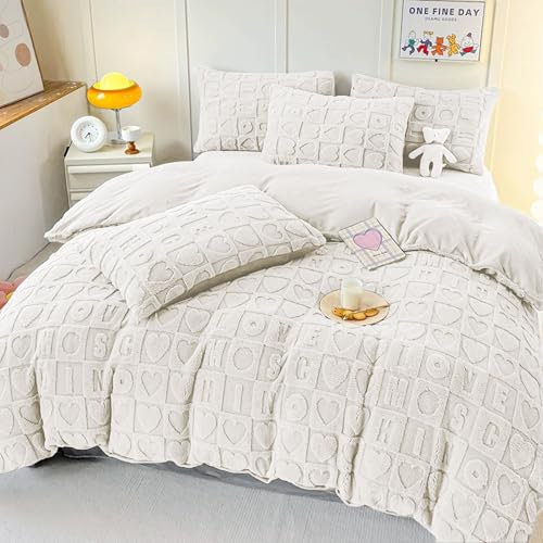 HOMEYA - Edredón Borrego 260 x 240 cm para Cama Matrimonio - Nórdico Invierno Cálido y Suave Con Relleno de Micro Fibra Poliéster, Reversible Franle y Sherpa