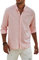 Elegancity Chemise en Lin pour Homme Manches Longues Boutonnée Coupe Régulière Uni Chemise de Plage décontractée d'été,Rose L