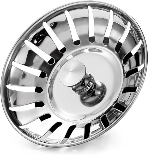 Tomario 78mm Upgraded Kitchen Sink Plug Strainer Coladores de Acero Inoxidable Espesos Tapones de Fregadero de Repuesto para Recoger la Comida, Fregaderos Diámetro del Agujero 78-80.3mm