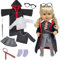 Babypuppenkleidung für 14-18 Zoll Baby Puppen, 8 Stück Puppen Kleidung Zauberschuluniform mit Umhang Pullover Weißem Hemd Krawatte Faltenrock Zauberstab Socken Brille, 35-45cm Neue Babypuppenkleidung