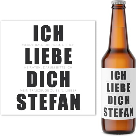 Trauzeuge fragen Mann Willst du mein Trauzeuge sein Bierflaschen Etikett personalisiert lustiges Bier Geschenk Flaschenetikett Bieretiketten 2 Stück | 9x9 cm