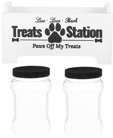 Gatuida 1satz Hundesnack Aufbewahrungsbox Praktischer Pet Treat Organizer Mit Zwei Luftdichten Gläsern Für Sichere Lagerung Von Hundefutter Und Snacks Für Zuhause
