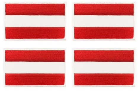 4 Stück Österreich Flagge Iron on Sew on Patches Militär Taktische Abzeichen Bestickt Emblem zum Aufnähen oder Aufbügeln auf Kleidung,Rucksack,Mützen,Jeans,DIY-Zubehör,Jacken,Hosen