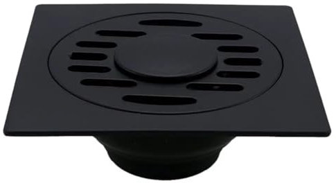 WEOKDFHA Bodenablauf Aussen Schwarzes Badezimmer, quadratisch, Duschablauf, Edelstahl, Bodenablauf, Siphon, Abfallgitter, runde Abdeckung, Haarsieb