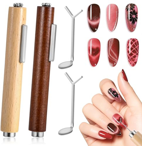 2 Stück 3-in-1 Magnetischer Nagellack Werkzeug Katzenaugen Nagel Magnet Set