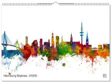 artboxONE Kalender 2026 Hamburg Skylines Wandkalender A2 2026 Städte/Hamburg
