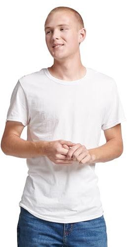 Russell Athletic Men's Essenital Short Sleeve Tee T-Shirt, White, Large
