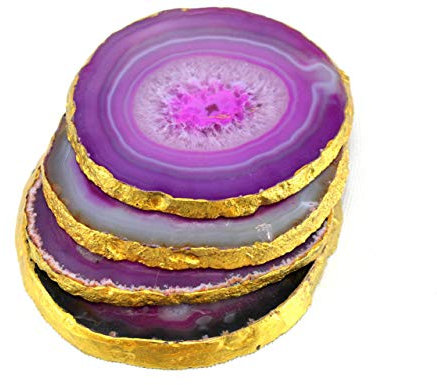 eSplanade Achat Untersetzer Bar Bier Kaffee Tee Untersetzer - Set von 4 Untersetzer - perfekte Tabelle Zubehör Geschirr (Violetter Achat)