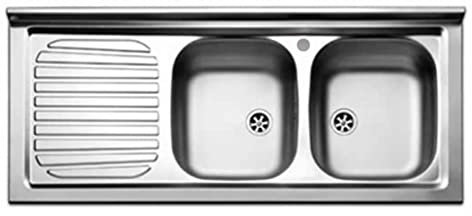 Lavello cucina appoggio Apell mod.Pisa acciaio Inox,cm.120x50, 2 vasche a destra