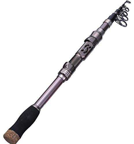 Sougayilang Fishing Rod Telescopic Fishing Rod Portable- 24 Ton Carbon Fiber,CNC Machined Reel Seat, Comfortable EVA Handle, Travel Fishing Pole for Bass Trout Fishing(Silver,1.8m/5.9ft)