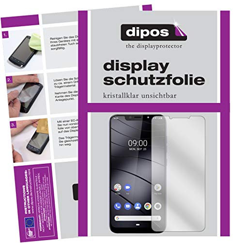 dipos I 2X Schutzfolie klar kompatibel mit Gigaset GS195 LS Folie Displayschutzfolie (bewusst Kleiner als das Glas, da Dieses gewölbt ist)