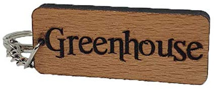Greenhouse Engraved Wooden Keyring Keychain Key Ring Tag