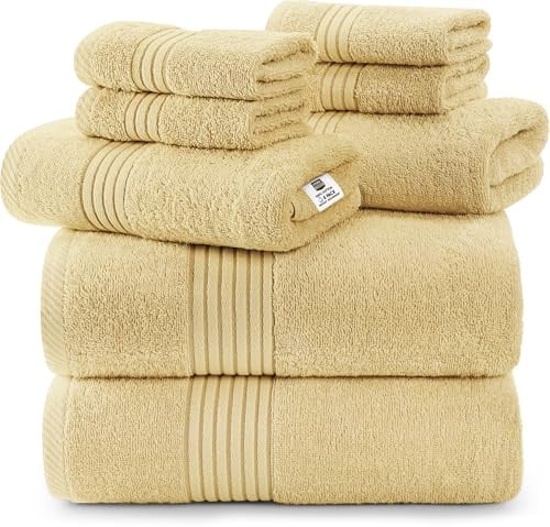 Utopia Towels - Premium Towel Set, Beige- 2 Bath Towels, 2 Hand Towels, and 4 Washcloths - 700 GSM Ring Spun Cotton Highly Absorbent Towels for Bathroom, Shower Towel, (8 Pieces)