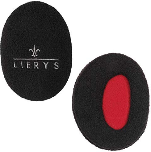 LIERYS Earbags Ohrenwärmer Damen/Herren - Ohrwärmer gefüttert mit Fleece – Schutz vor Wind/Kälte - Ohrenschützer in 3 Größen - umschließen Ohr völlig – Herbst/Winter schwarz S