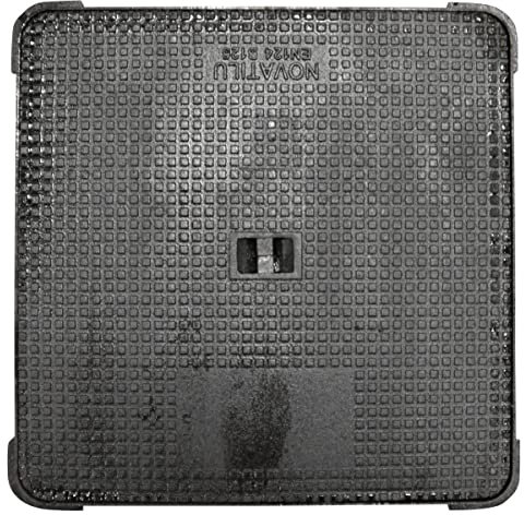 Jardibric - Regard Hydraulique Carré Plaque d'égout en fonte ductile (500 x 500 mm) Classé B125 avec cadre - Garantit un Évacuation Efficace des Eaux Pluviales - Conforme aux Normes UNE EN-124