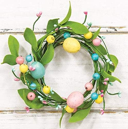 Ostereier und Pip Beeren Kräuterblatt Kerzenring | 15,2 cm mit 8,9 cm Mitte |