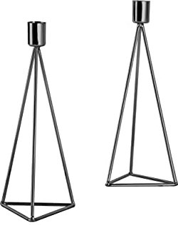 ECHTWERK 2-teiliges Teelicht-/ Kerzenhalter Set Modern Big, Schwarz-Edition, Geometrisches Design, Votiv Kerzenhalter für Wohnzimmer/Esstisch, Tischdeko für Hochzeiten, 9,5 x 9,5 x 24,2 cm