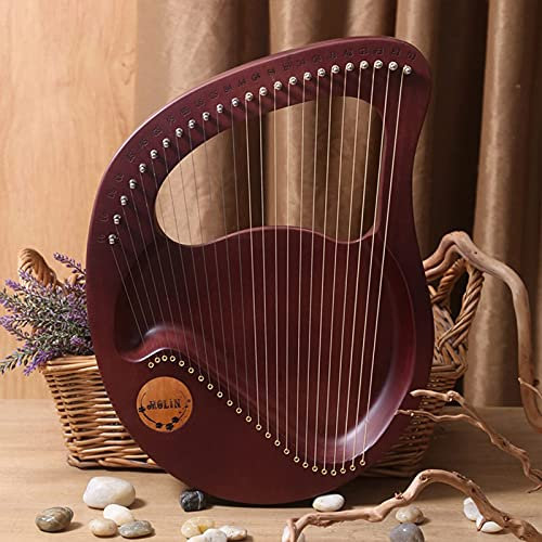 FZYE 24 Saiten Lyra Harfe für Erwachsene, Saiten Holz Harfe Instrument, Lyra Instrument Harfe mit Stimmschlüssel, Tasche Anfänger Instrumentenliebhaber Musikliebhabe